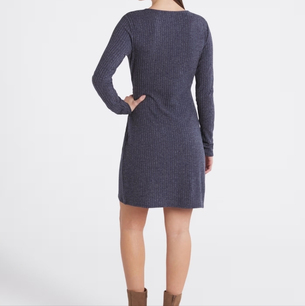 Ribbed Wrap Ruched Dress - Picture 2 of 7